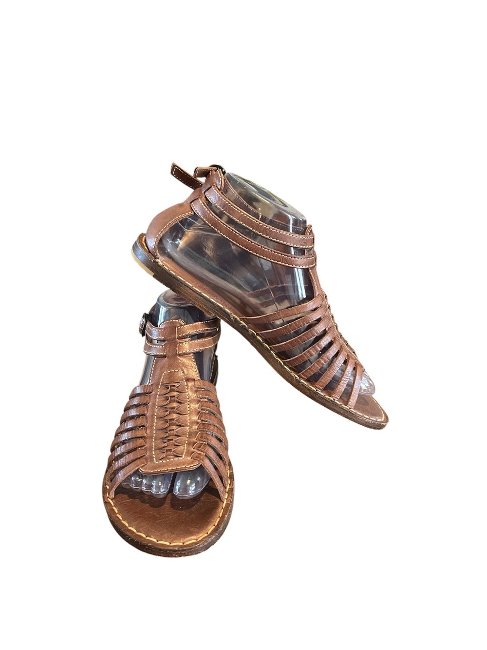 Frye Womens 8B Kayla Brown Leather Huarache Sandals Shoes 78230 EUC